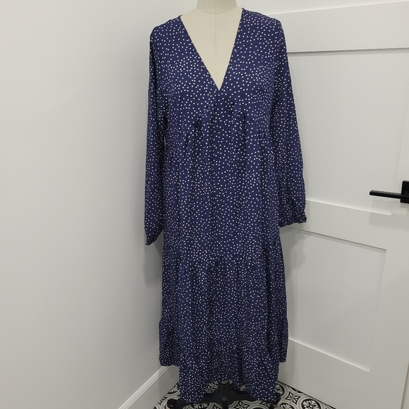 Gyrans Women's Boho Polka Dots V Neck Long Sleeve Midi Dress Size M - Picture 3 of 13
